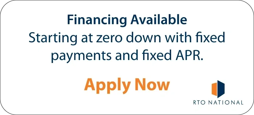 A banner that says financing available for a building at zero down with no payments and fixed mortgage.