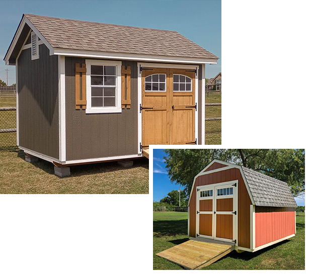 A picture of two different types of sheds.